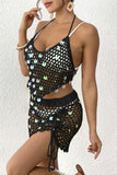 Crochet Sequin Mesh Cover-Up Set