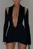 Plunge Neck Cut-Out Evening Dress
