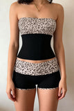Strapless Leopard Print Shorts Set
