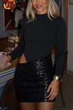 Long Sleeve Sequin Evening Dress