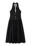 Halter Button-Accent Casual Dress
