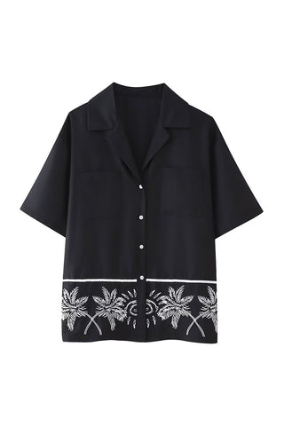 Casual Two-Piece Palm Tree Set