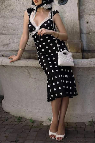 Ruffled Polka Dot Casual Dress