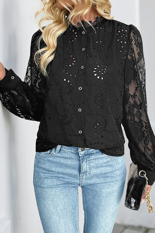 Lace Button-Front Blouse