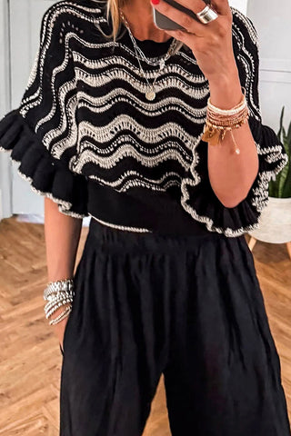 Wave Pattern Knit Sweater