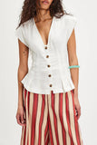 Button-Front Peplum Tank Top