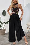 Floral Halter Pleated Jumpsuit