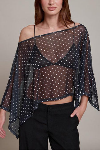 Off-Shoulder Polka Dot Blouse