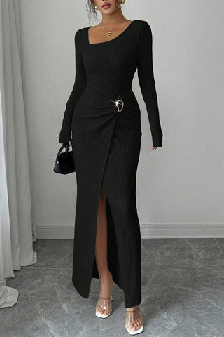 Elegant Long-Sleeve Asymmetrical Dress