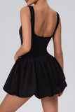 Scoop Neck Casual Bubble Hem Dress