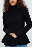 Mock-Neck Sweater with Flared Hem
