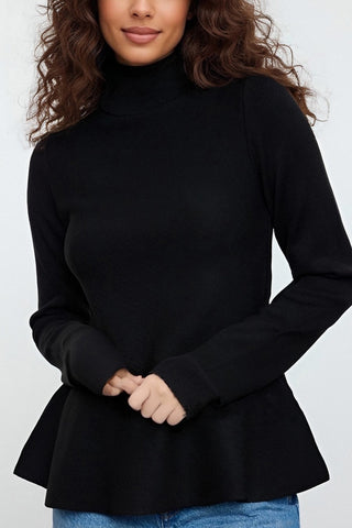 Mock-Neck Sweater with Flared Hem