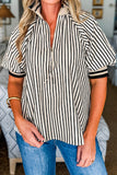 Striped Zip-Up Blouse