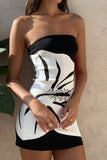 Strapless Mini Dress with Bold Pattern