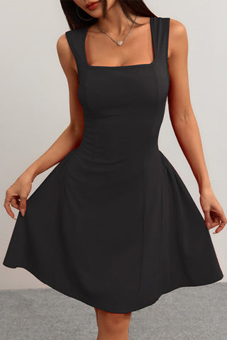Square-Neck Flared Mini Dress