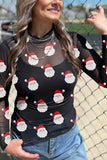 Christmas Print Slim Fit Long Sleeve Top
