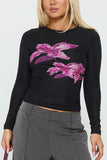 Floral Graphic Long Sleeve Blouse