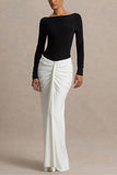 Elegant Ruched Two-Tone Maxi Dress