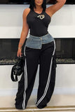 Stylish Contrast Waist Casual Pants
