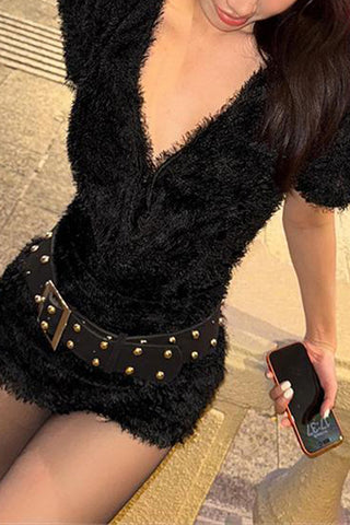 V-Neck Fringe Romper