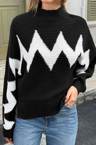 Chevron Patterned Knit Sweater