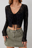 Floral Sheer Tie-Front Blouse