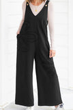 Wide-Leg V-Neck Jumpsuit with Button Detail