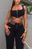 Strappy Zippered Pants Set
