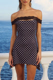 Off-Shoulder Polka Dot Casual Dress
