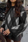 Argyle Pattern Crewneck Sweater