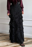 Ruffled Polka Dot Maxi Skirt