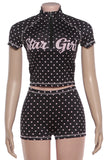 Zip-Front Polka Dot Short Set
