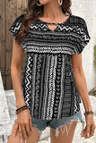 Geometric Print Keyhole T-Shirt