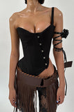 Button Accent Corset Tank Top