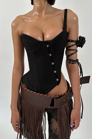 Button Accent Corset Tank Top