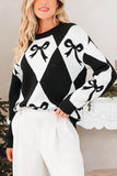 Bow Print Pattern Loose Sweater