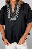 Boho Patterned V Neck Blouse