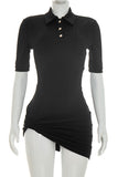 Button-Front Polo Casual Dress