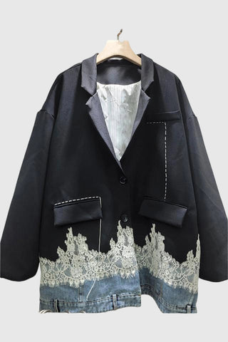 Patchwork Lace Detail Blazer Jacket