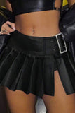 Pleated Mini Skirt with Belt