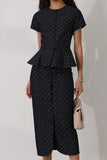 Button-Front Polka Dot Skirt Set