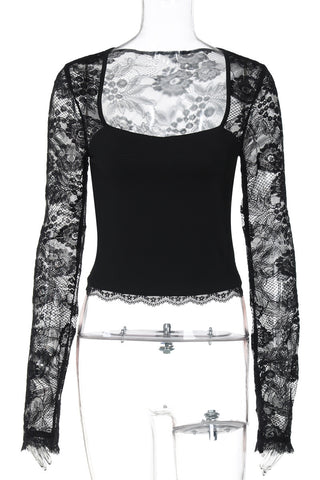 Lace Sleeve Fitted Blouse