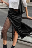 Layered Mesh and Satin Drape Skirt