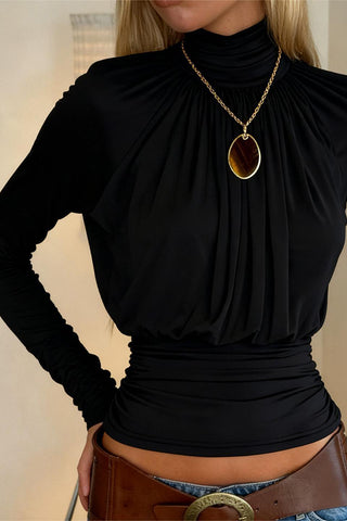 Elegant High-Neck Long Sleeve Top