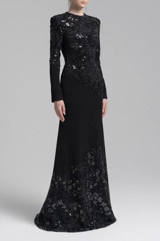 Elegant Lace Overlay Evening Gown