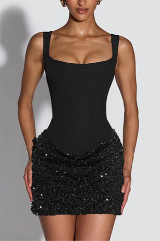 Sparkly Square-Neck Mini Dress