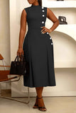 Side-Button Midi Dress