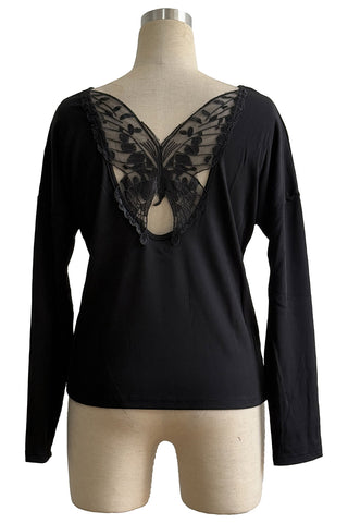 Lace Back Butterfly T-Shirt