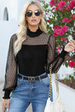 Sheer Sleeve Polka Dot Blouse