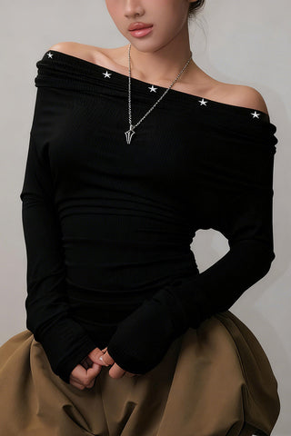 Off-Shoulder Long Sleeve Top